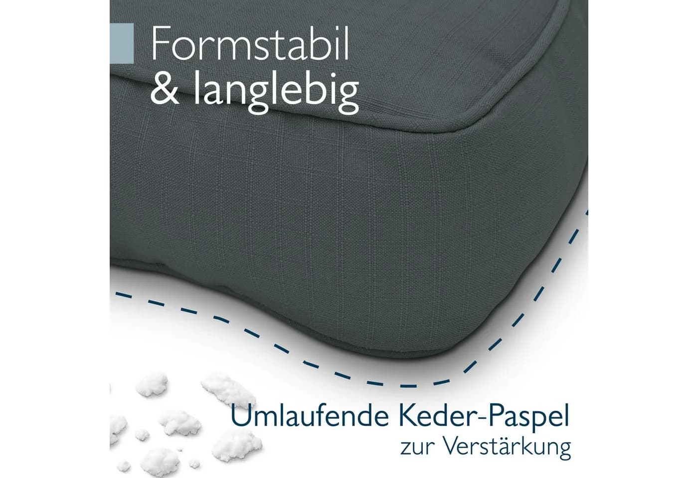 Beautissu XLuna Sitzkissen Grau 10 cm Dick Polyester - Bild 4