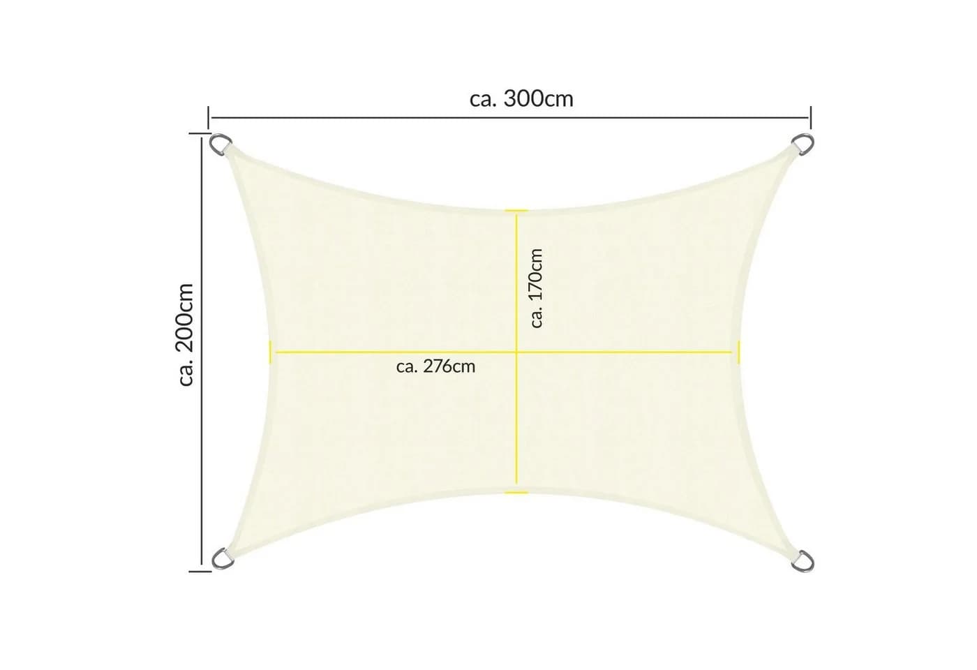 Sol Royal Sonnensegel rechteckig 2x3m Creme UV-Schutz