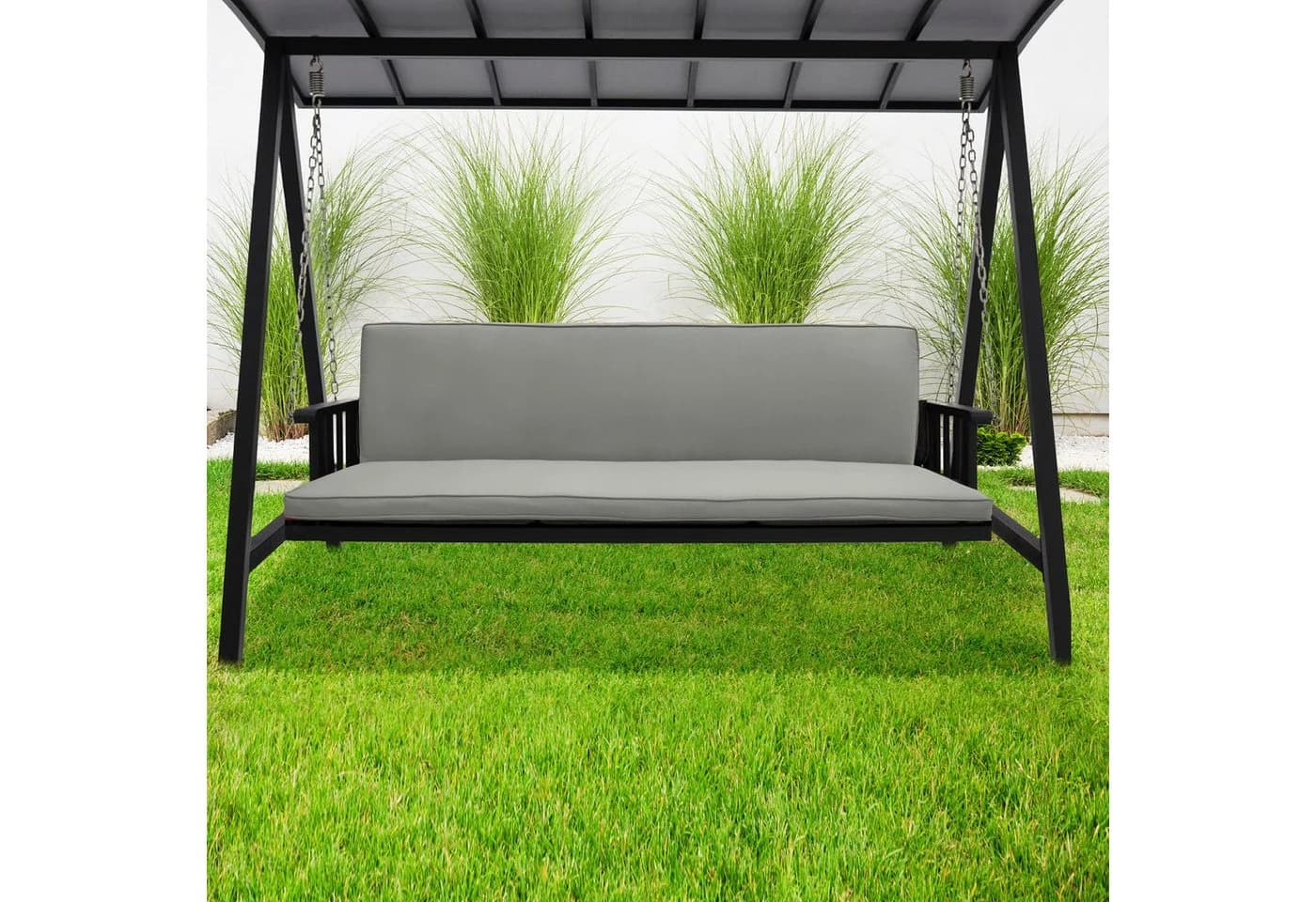 Beautissu Sitzauflage Hollywoodschaukel 3 Sitzer Hellgrau 2er Set - Bild 5