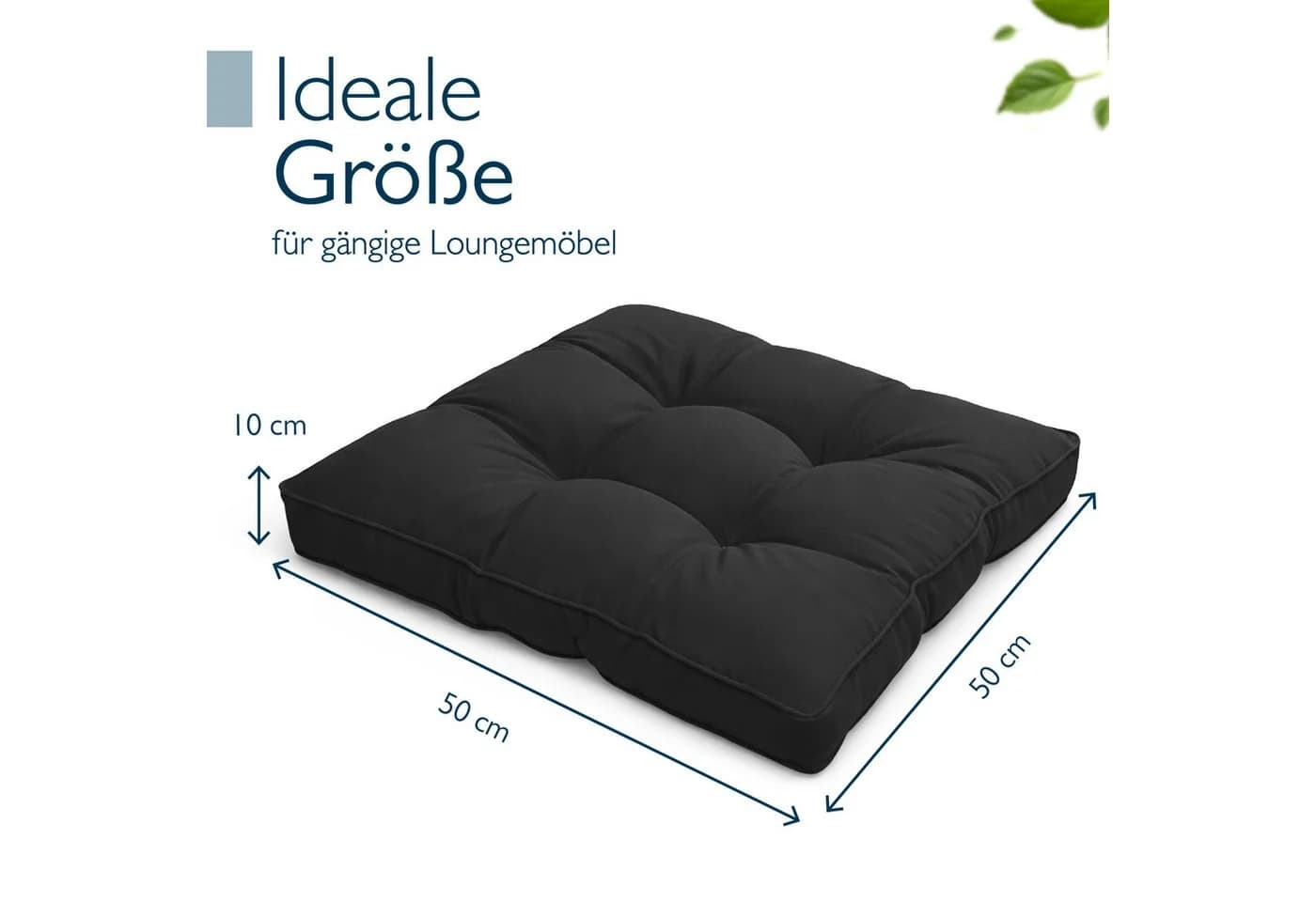 Beautissu Sitzkissen Lounge Kissen Outdoor Sitzkissen Flair LK, 50x50x10cm, Graphitgrau - Bild 3