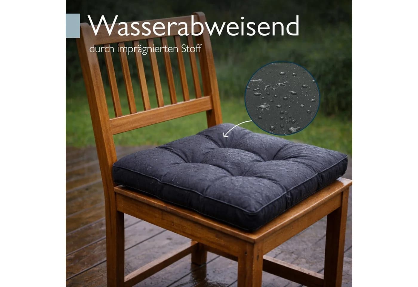 Beautissu Sitzkissen Lounge Kissen Outdoor Sitzkissen Flair LK, 50x50x10cm, Graphitgrau - Bild 4