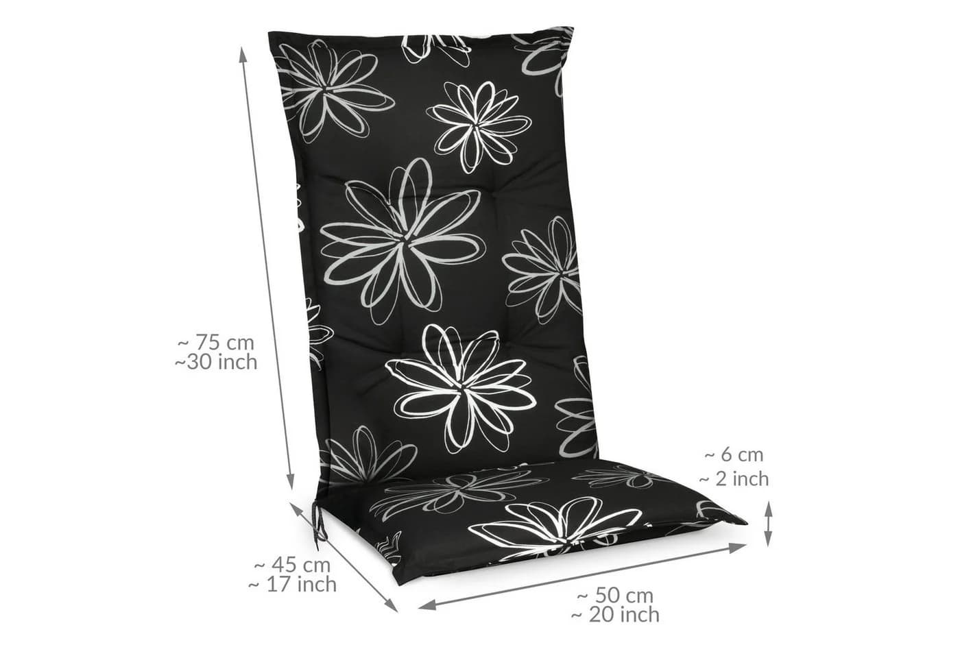 Beautissu Hochlehnerauflage Schwarz UV-Lichtecht Gartenstuhl