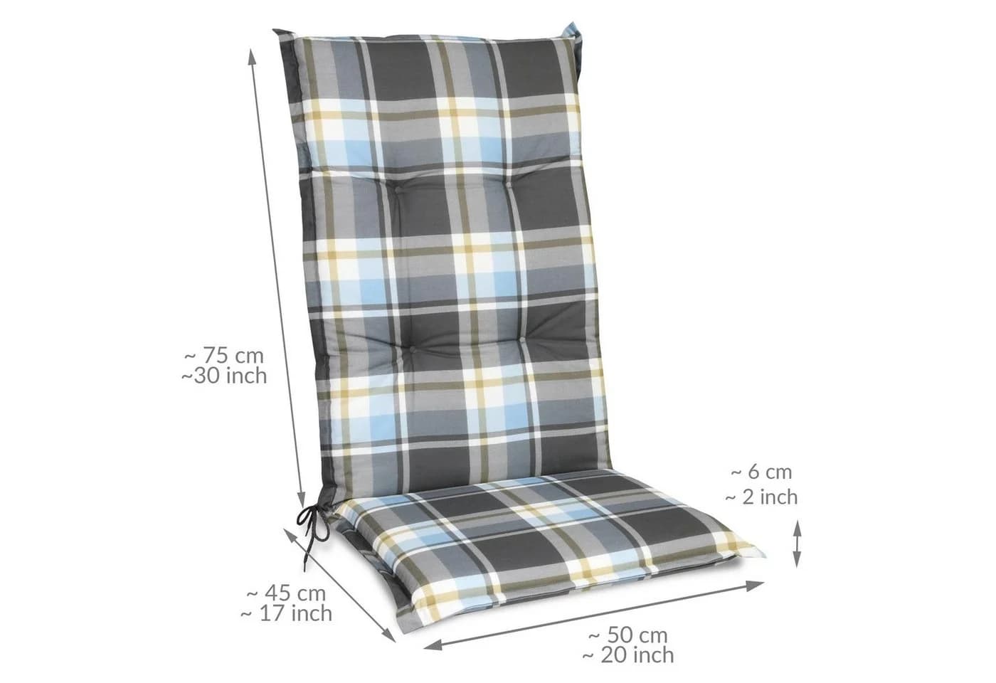 Beautissu Hochlehnerauflage 6er Set Blau Kariert UV-Lichtecht - Bild 4