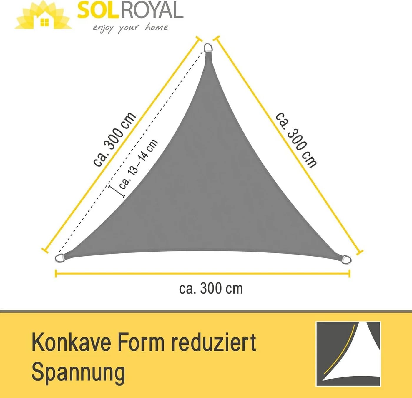 Sol Royal Sonnensegel Dreieckig Grau Wasserdicht UV-Schutz