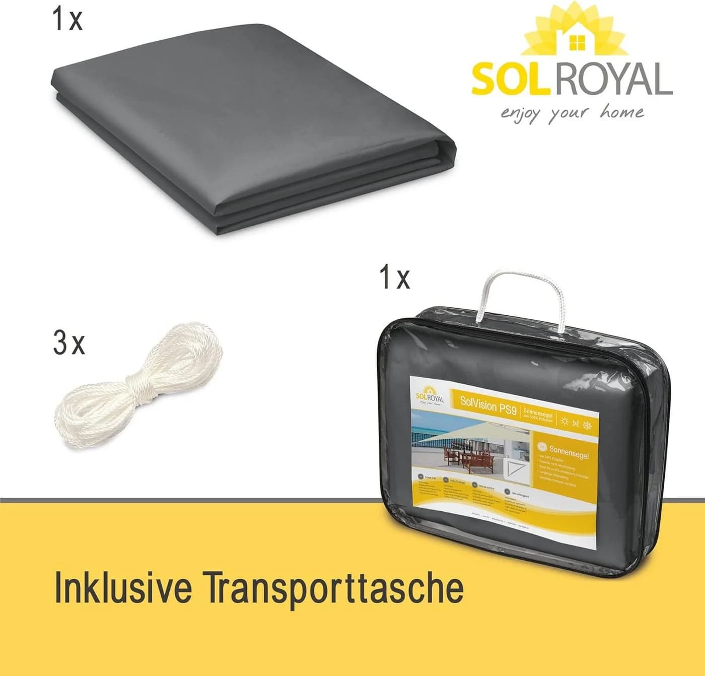 Sol Royal Sonnensegel Dreieckig Grau Wasserdicht UV-Schutz - Bild 4