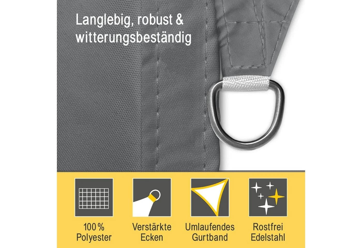 Sol Royal Sonnensegel Dreieckig Grau Wasserdicht UV-Schutz - Bild 5