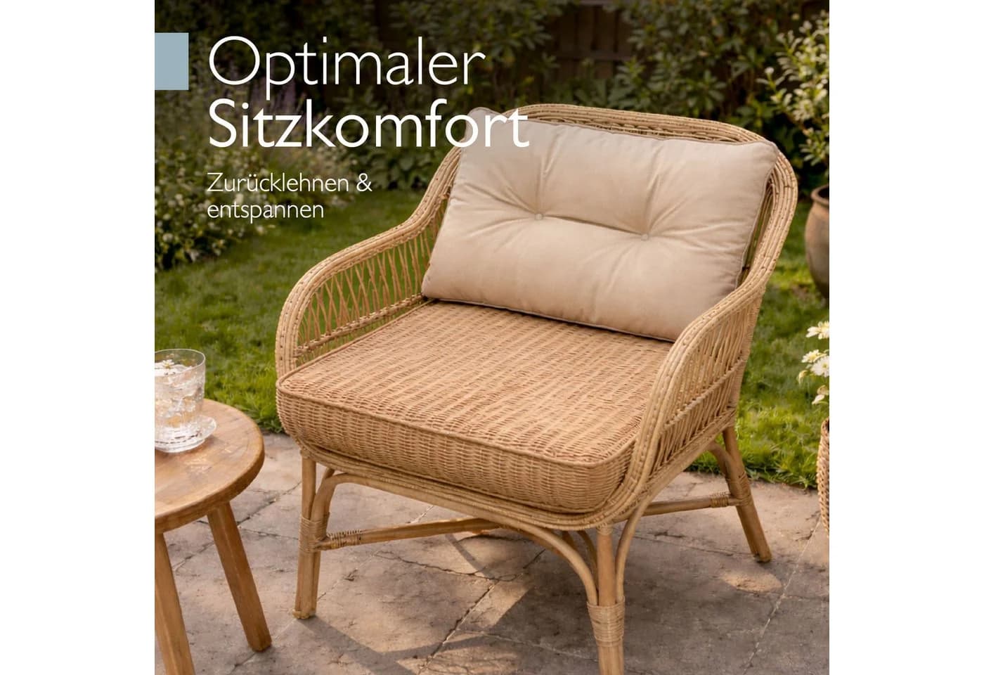 Beautissu Sitzkissen Outdoor Rückenkissen Beige
