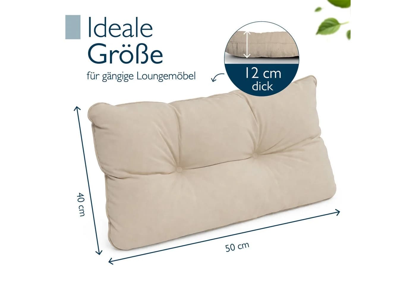 Beautissu Sitzkissen Outdoor Rückenkissen Beige - Bild 3