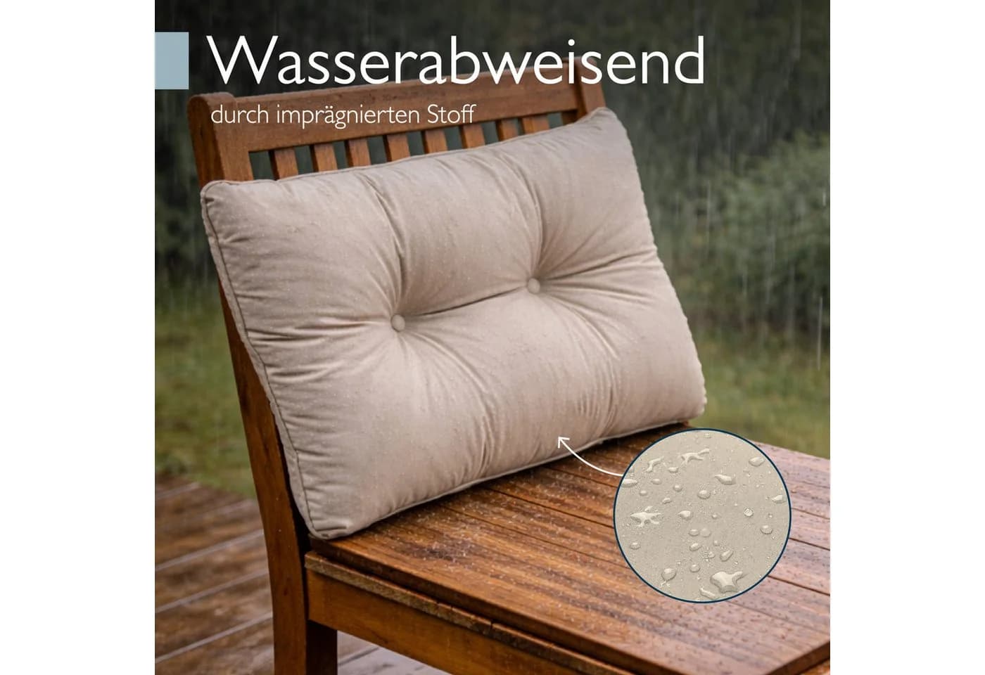 Beautissu Sitzkissen Outdoor Rückenkissen Beige - Bild 4