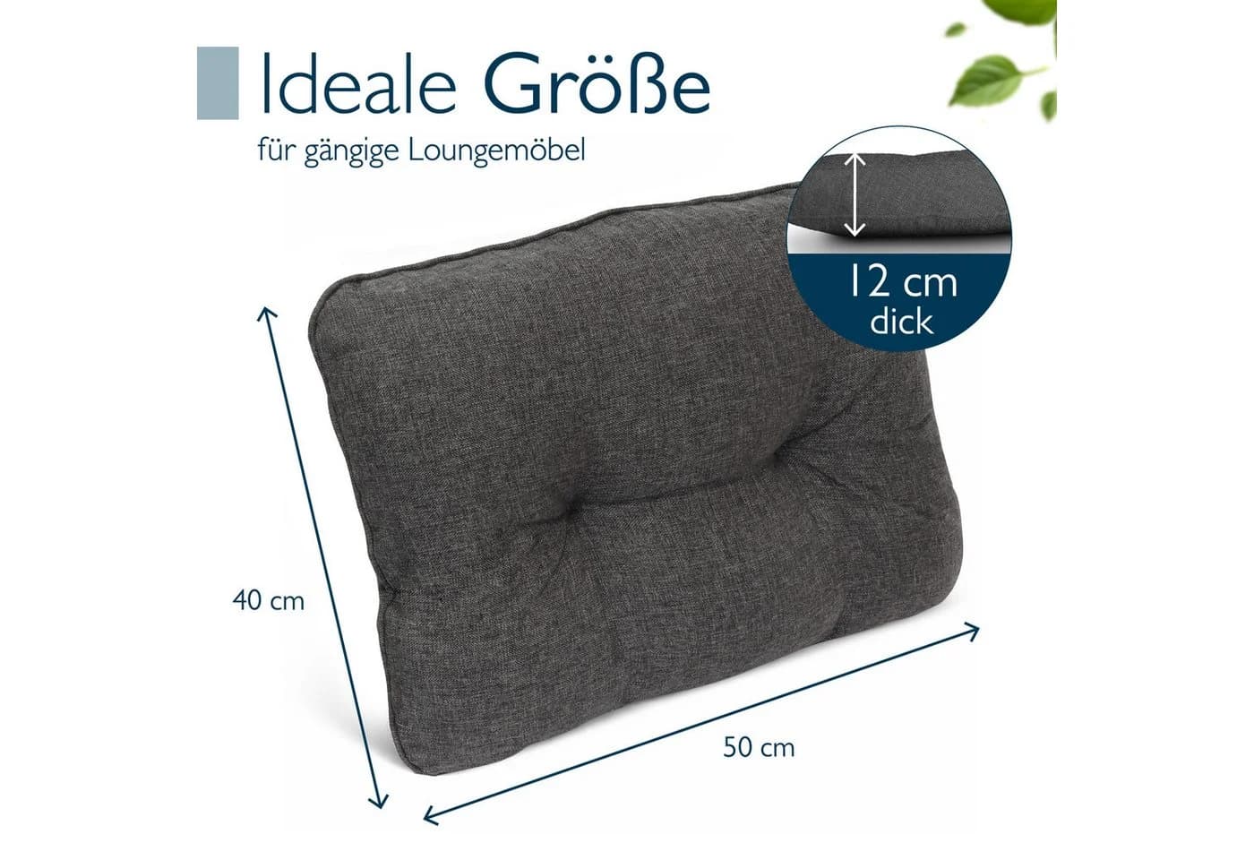 Beautissu Outdoor Loungekissen Anthrazit 50x40cm - Bild 3