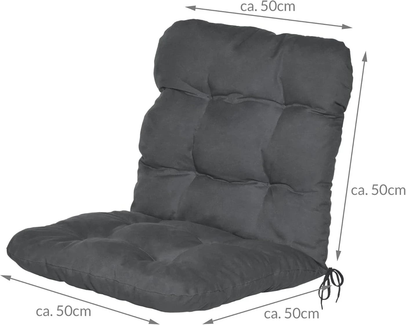 Beautissu Sitzauflage 6er Set Niedriglehner Auflagen Set Flair NL, 100x50x8cm, Graphitgrau