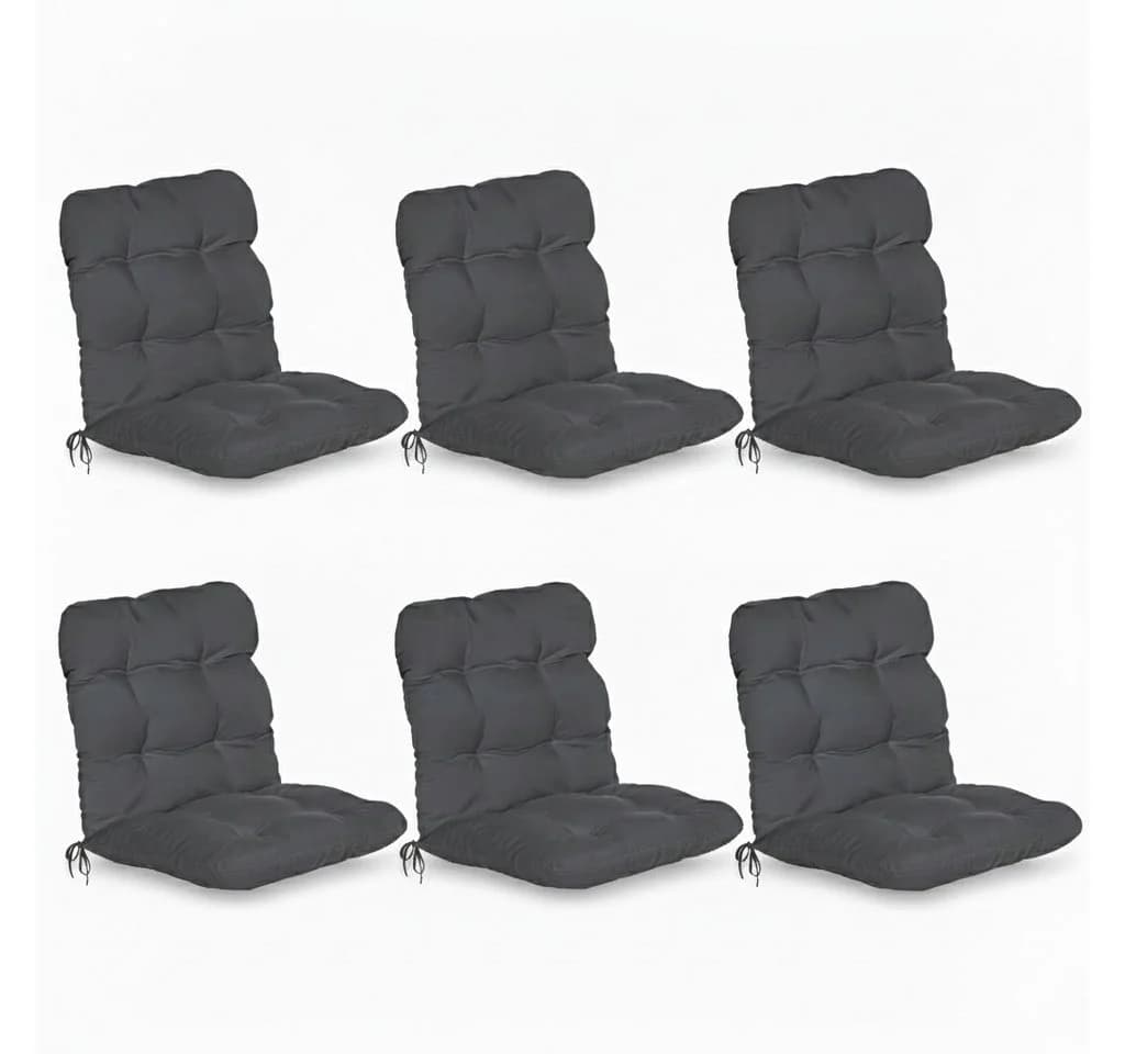 Beautissu Sitzauflage 6er Set Niedriglehner Auflagen Set Flair NL, 100x50x8cm, Graphitgrau - Bild 2