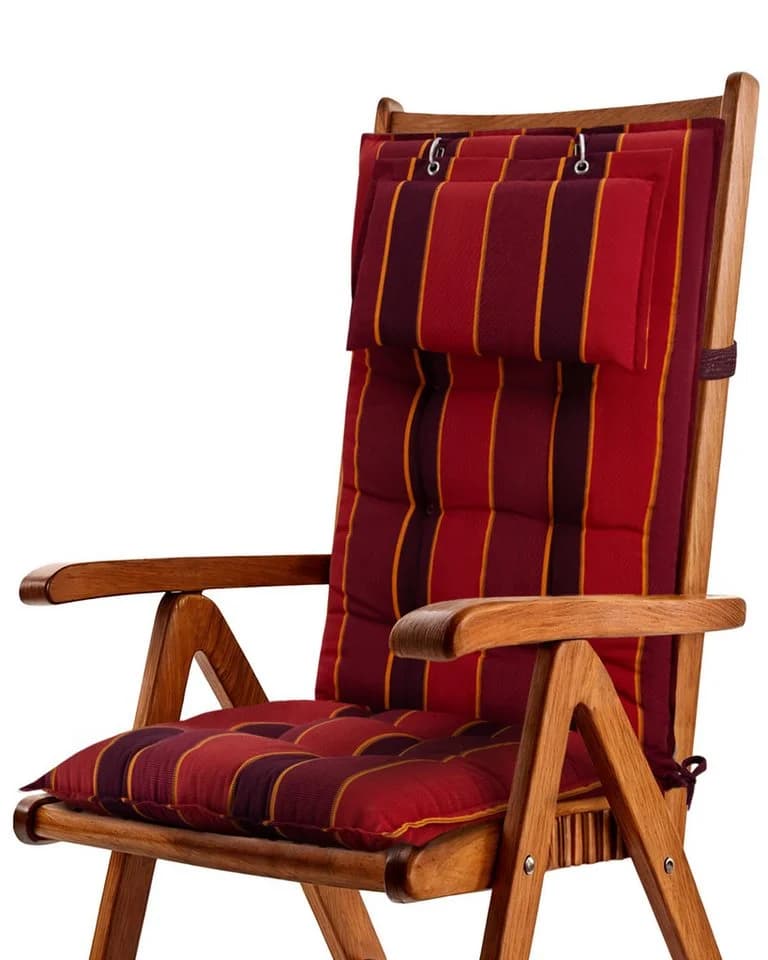 Beautissu Hochlehnerauflage Premium mit Kopfpolster Rot UV-Schutz