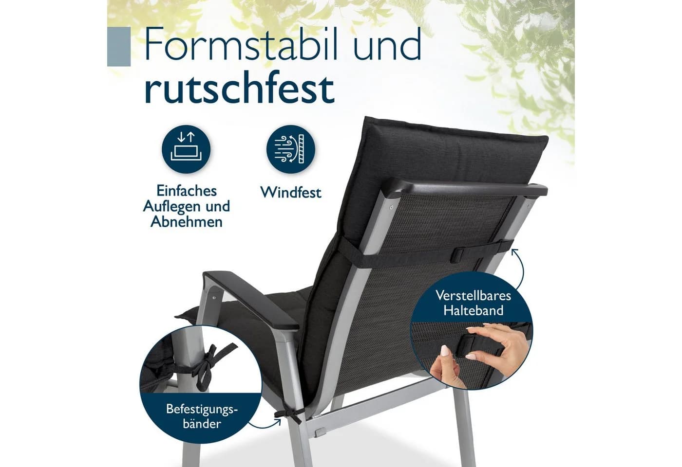Beautissu Sitzauflage Niedriglehner Anthrazit UV-Lichtechtheit - Bild 4