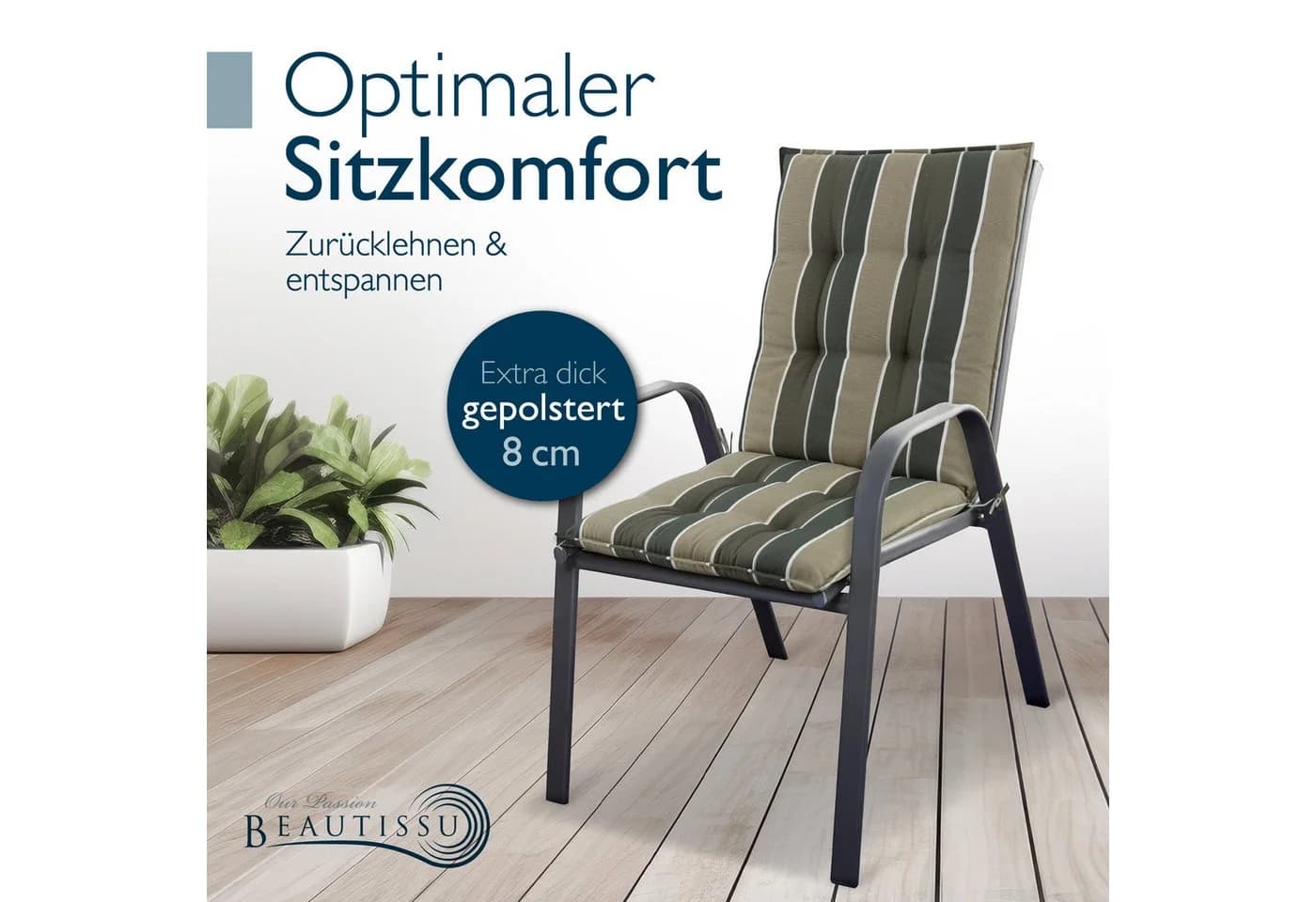 Beautissu Sitzauflage 2er Set Niedriglehner Grün UV-beständig - Bild 5