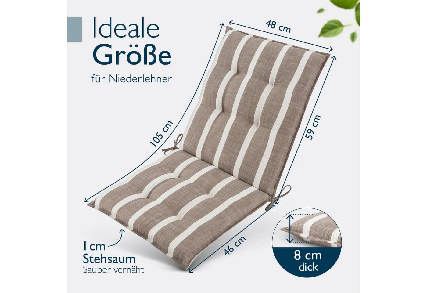 Beautissu Niedriglehner Auflage 2er Set Beige-Weiß UV-Lichtechtheit