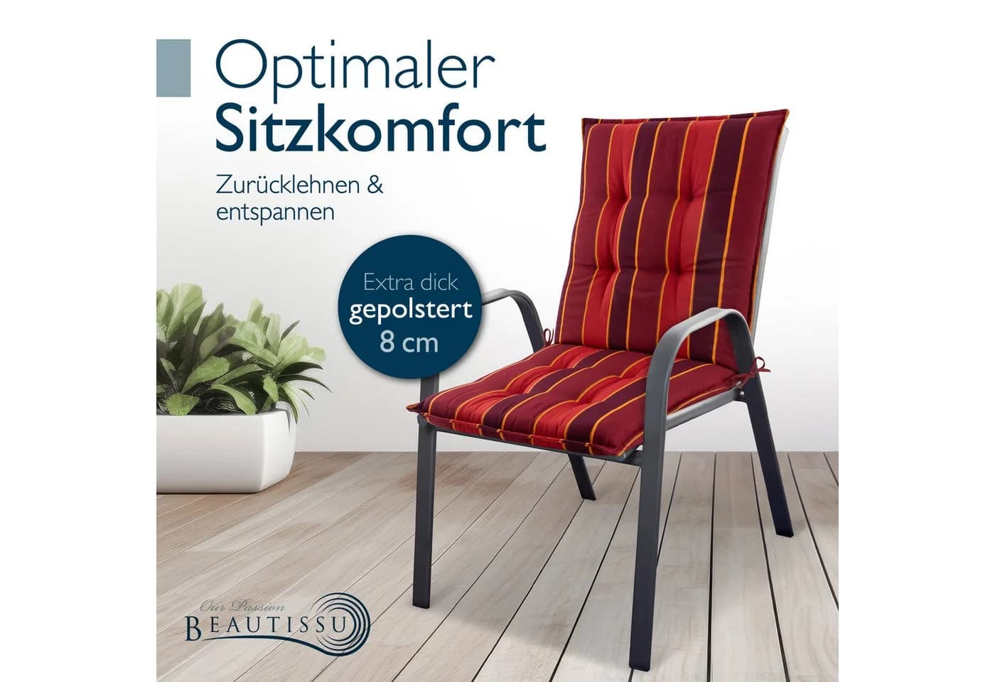Beautissu Sitzauflage 6er Set Niederlehner Rot - Bild 5