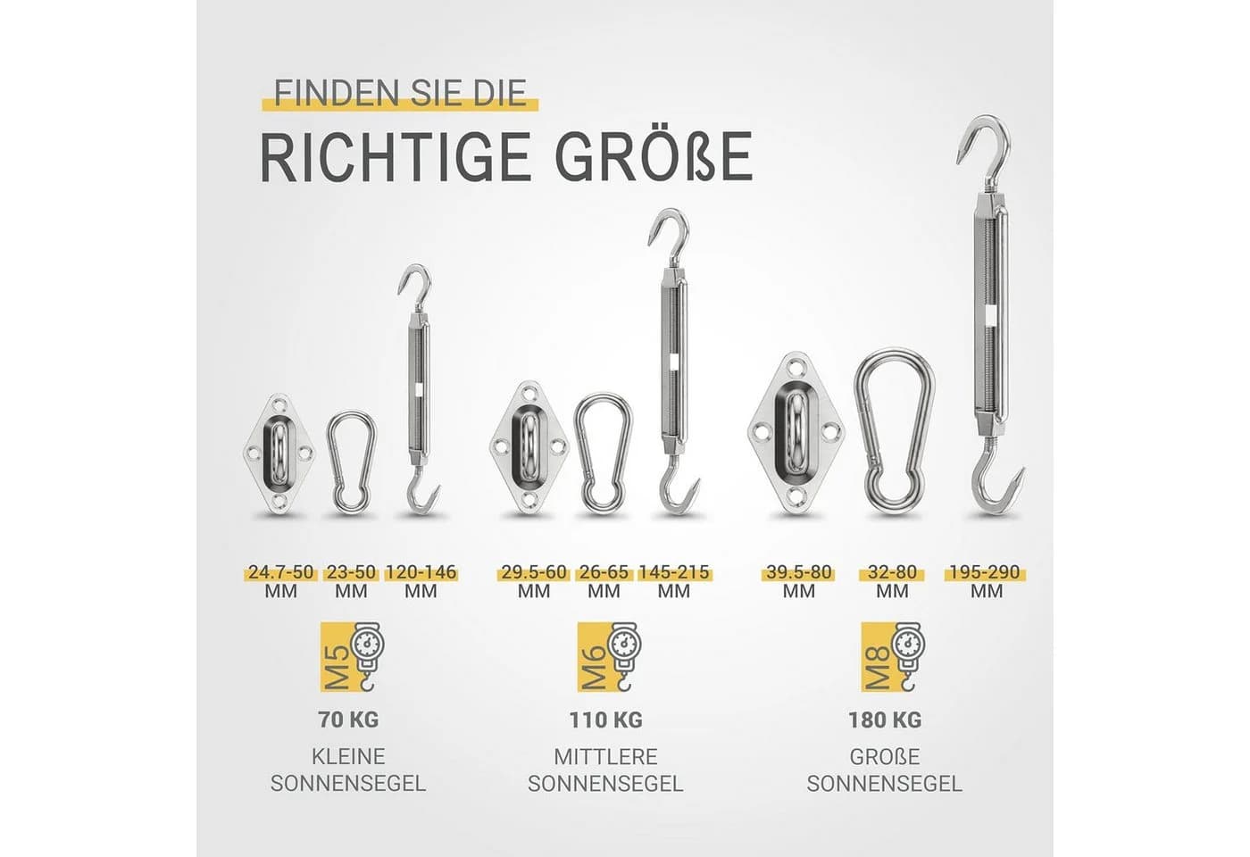 Sol Royal Sonnensegel Befestigungsset Edelstahl Rostfrei - Bild 4