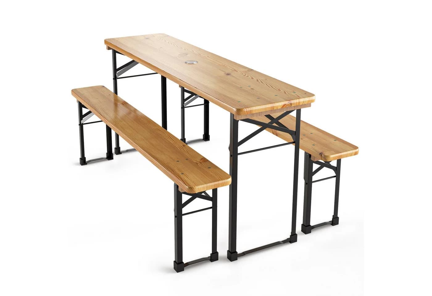 Beautissu Bierzeltgarnitur 3tlg. Klappbar Holz Braun - Bild 2