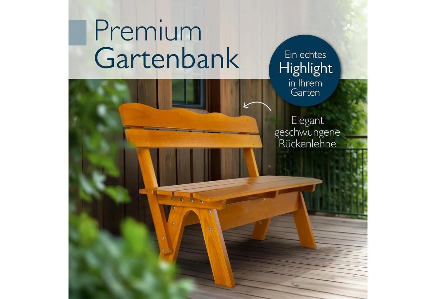 Beautissu Gartenbank 2-Sitzer 120 cm Kiefernholz - Bild 3