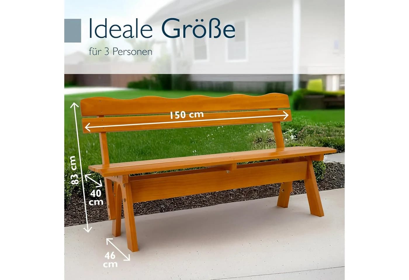 Beautissu Gartenbank 2-Sitzer 120 cm Kiefernholz - Bild 5