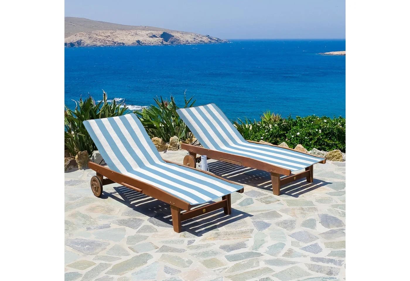 Beautissu Handtuch Cassis 200x75cm Blau-Weiß-gestreift Liegenauflage - Bild 5