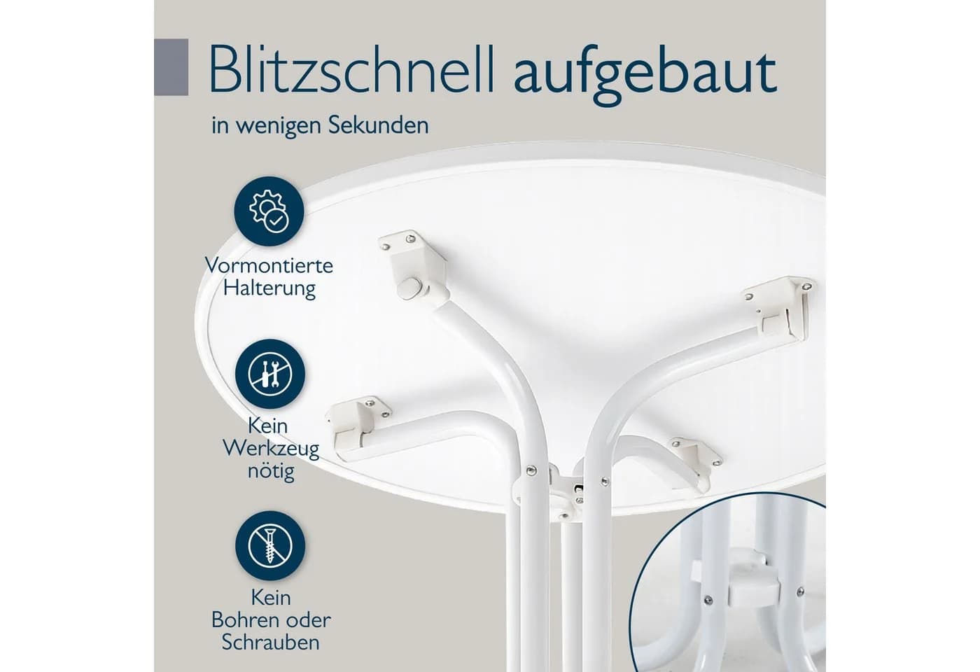 Beautissu Bistrotisch Bistroni WP Ø80xH70cm Weiß Klappbar