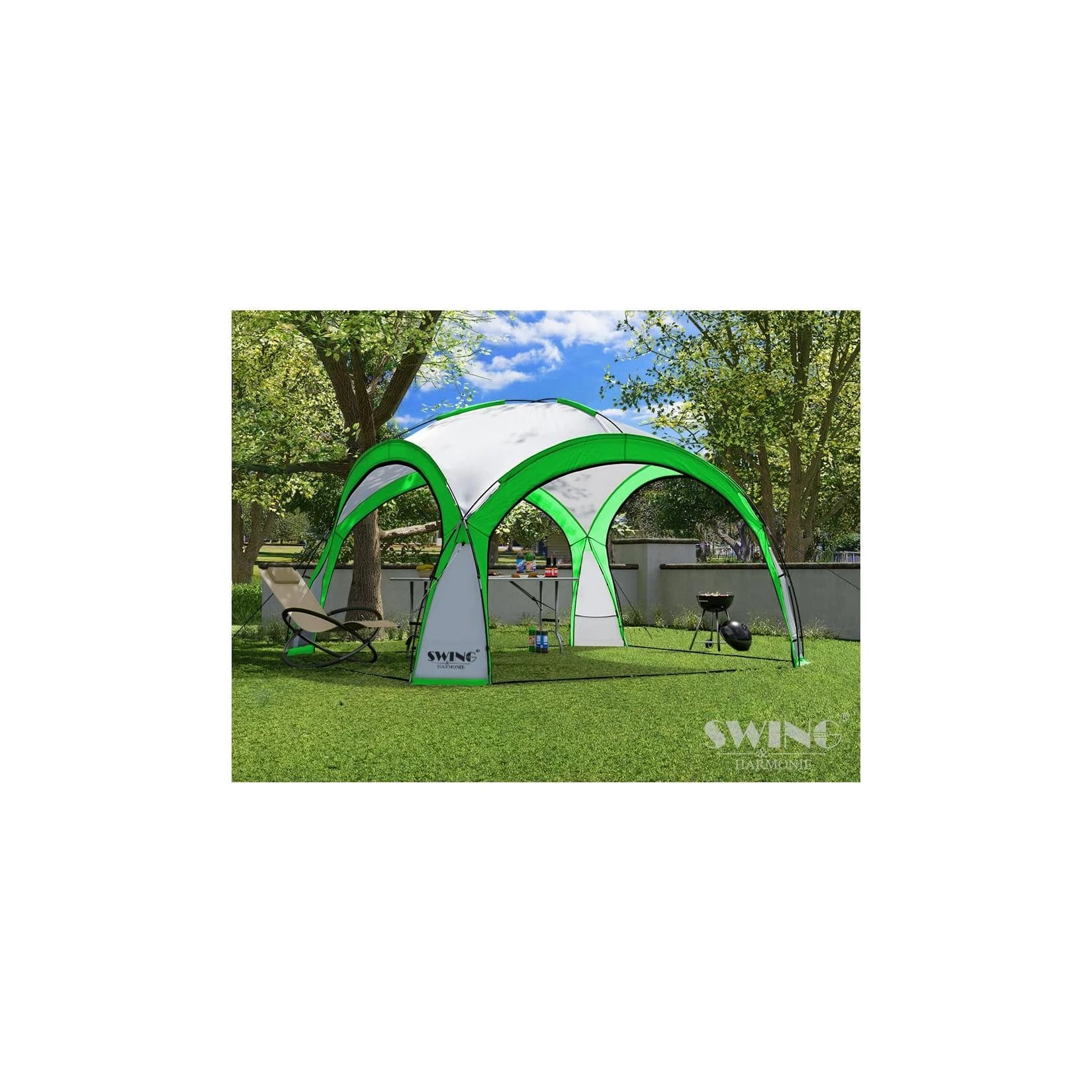 Swing&Harmonie LED Event Pavillon DomeShelter Grün mit Solarmodul