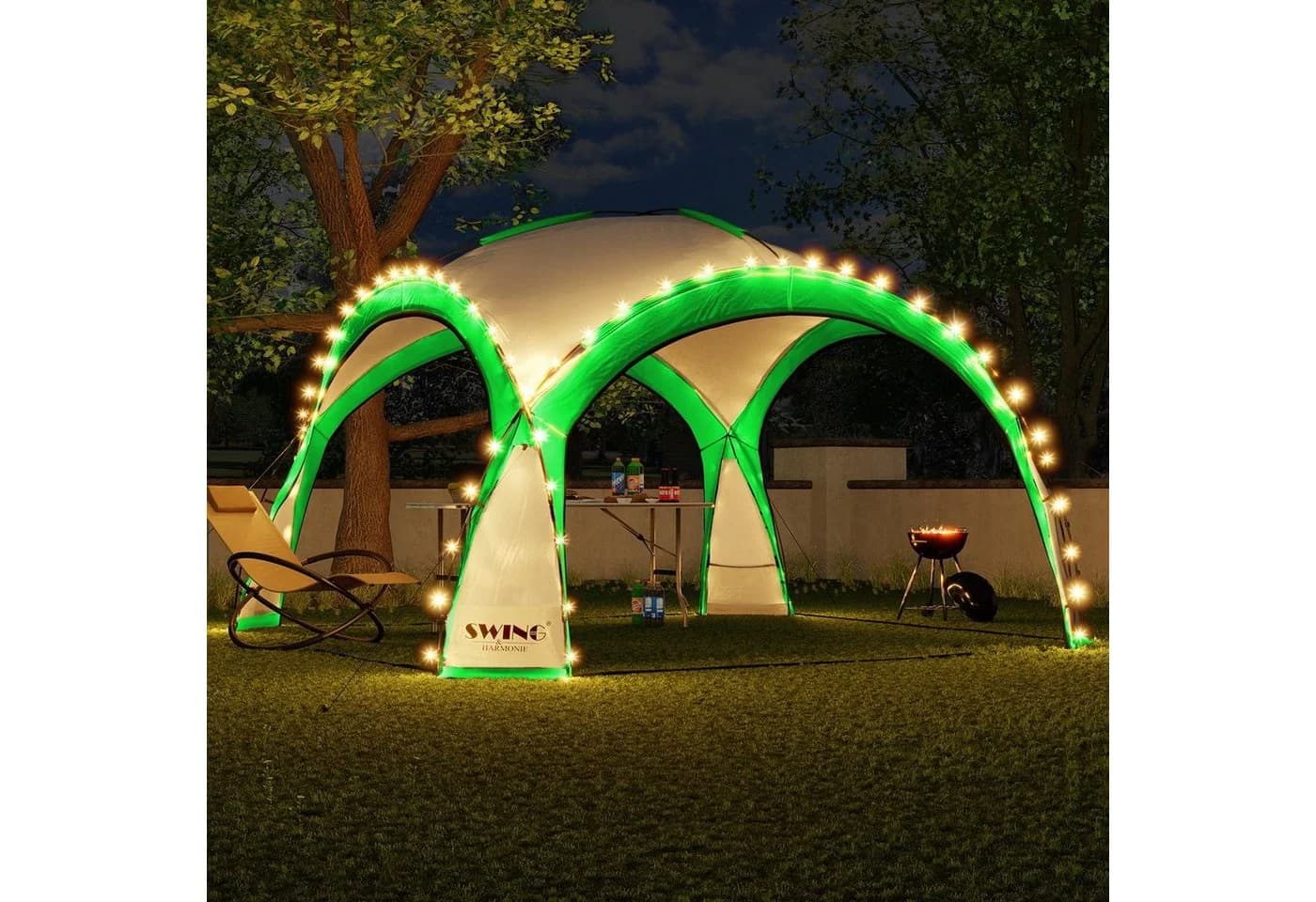 Swing&Harmonie LED Event Pavillon DomeShelter Grün mit Solarmodul - Bild 3