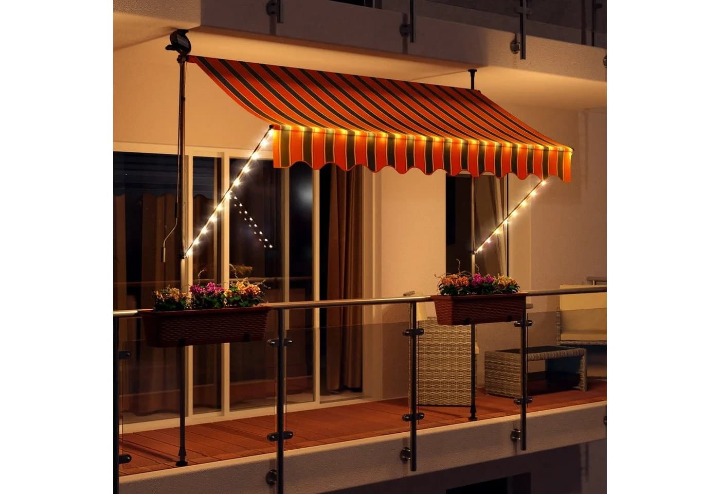 Swing&Harmonie LED Klemmmarkise Balkon mit Kurbel und Solarmodul - Bild 3