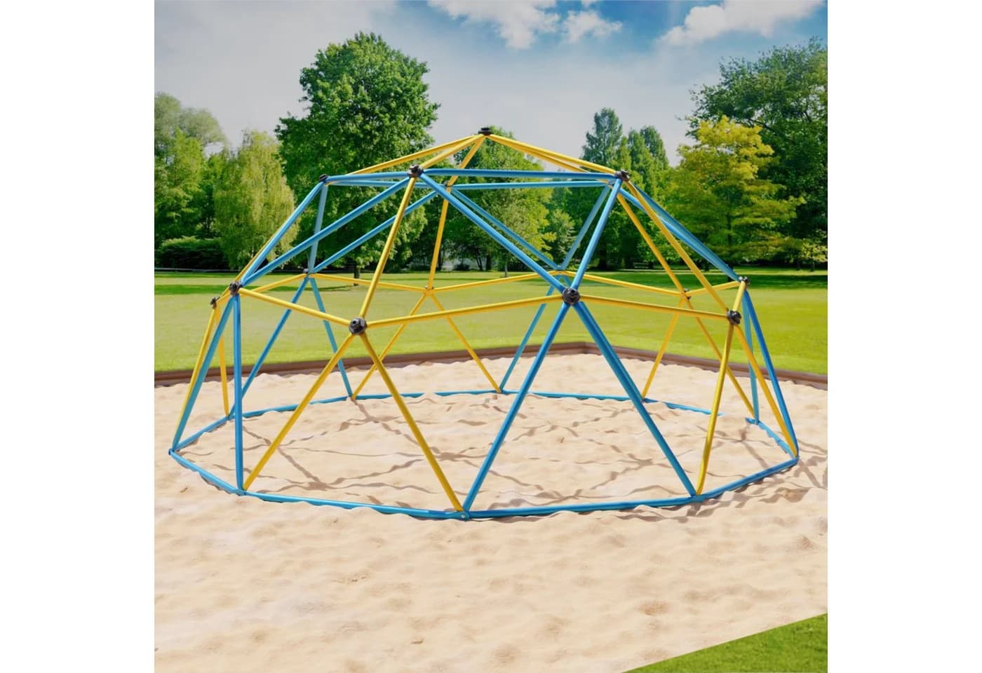 VESKA Klettergerüst Dome Climber Kinder Kletterkuppel Metall Blau/Gelb - Bild 2