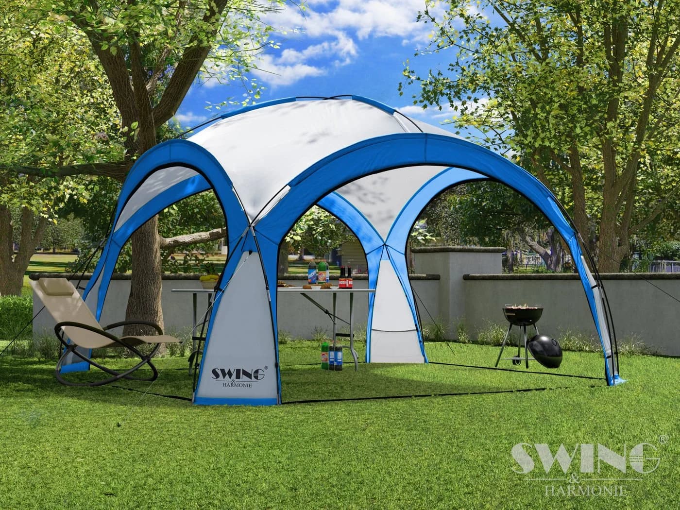 Swing&Harmonie® LED Event Pavillon DomeShelter 450cm Garten blau - Bild 2