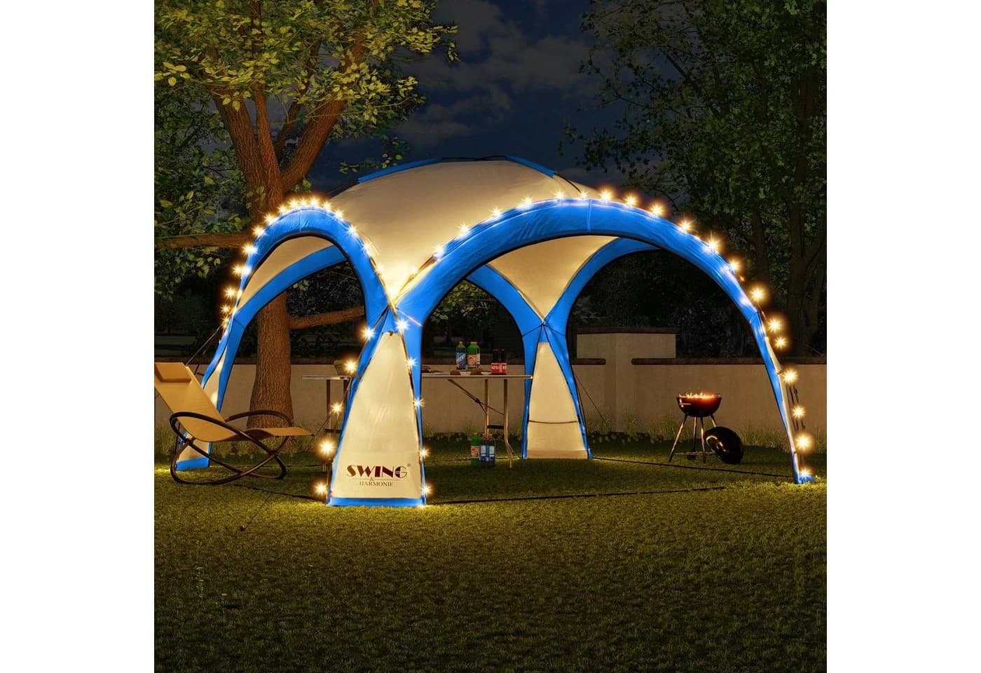 Swing&Harmonie® LED Event Pavillon DomeShelter 450cm Garten blau - Bild 3