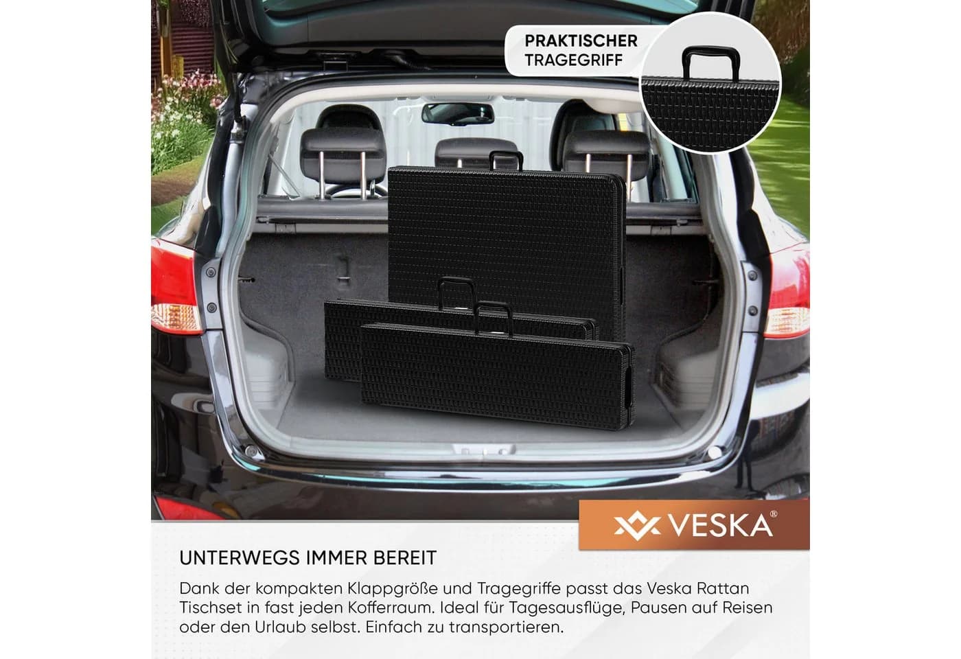 Veska Bierzeltgarnitur 3-teilig Rattan-Optik Anthrazit - Bild 4