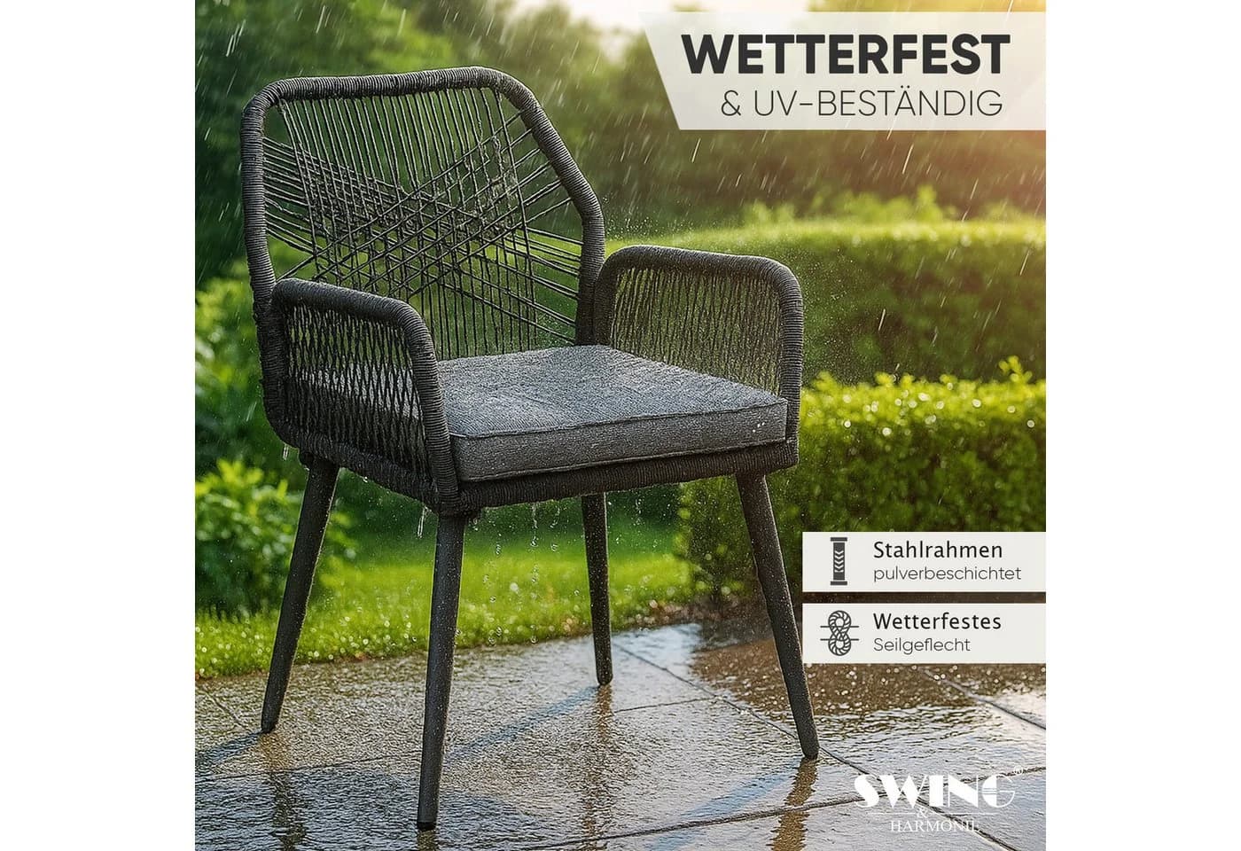 Swing&Harmonie Garten-Essgruppe 6-8 Personen Grau Schwarz WPC - Bild 5