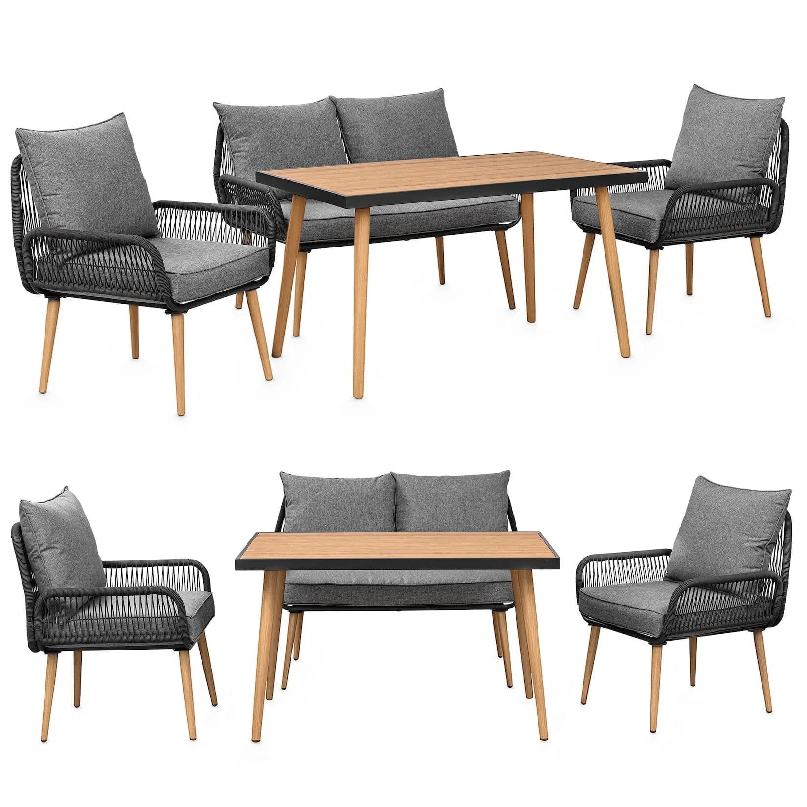 Swing&Harmonie Gartenlounge-Set Sienna 4-6 Plätze mit WPC-Tisch