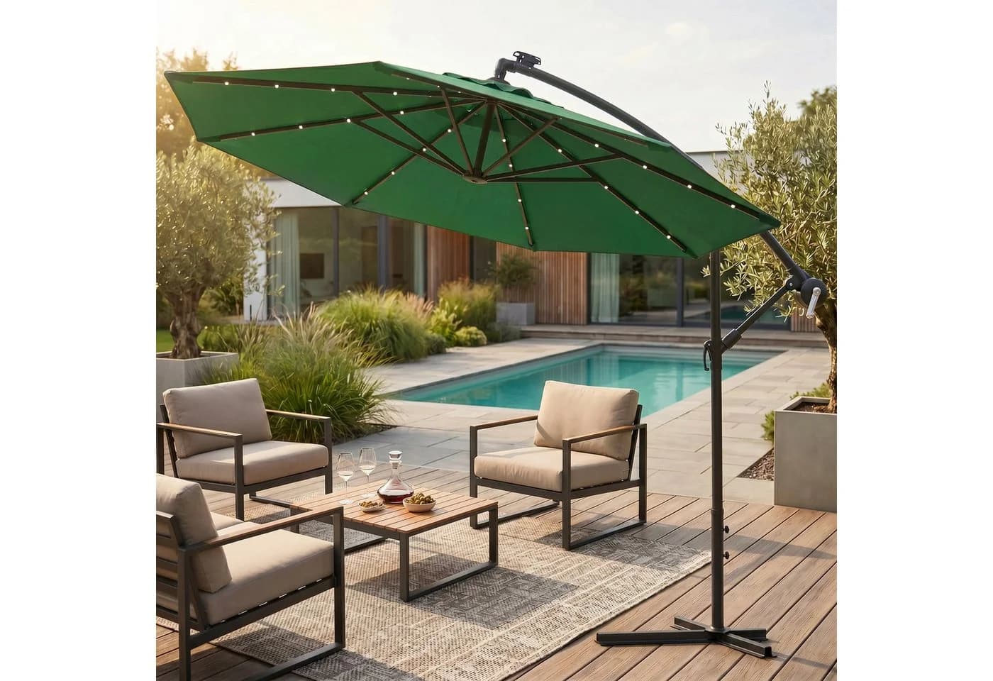 Swing&Harmonie Sonnenschirm mit LED Beleuchtung Grün - Bild 2