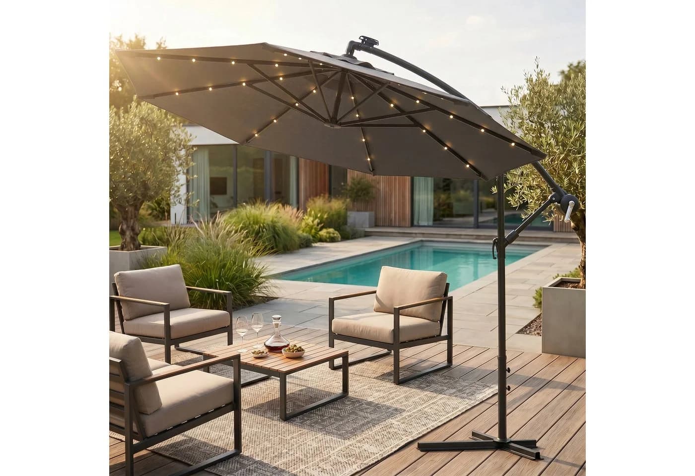 Swing&Harmonie LED Sonnenschirm Anthrazit mit Solar - Bild 2