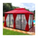 Swing&Harmonie Luxus LED Pavillon 3x4m Minzo Rot mit Seitenwänden Bild 1