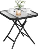 EUGAD Gartentisch (1-St) Beistelltisch klappbar aus Glas&Metall, rechteckig Bild 2