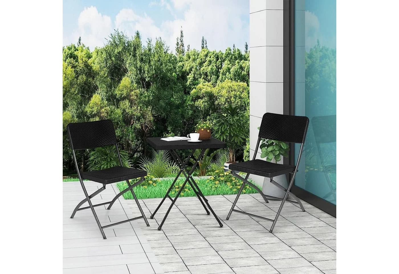 EUGAD Klappstuhl Schwarz HDPE Metall Gartenstuhl Campingstuhl