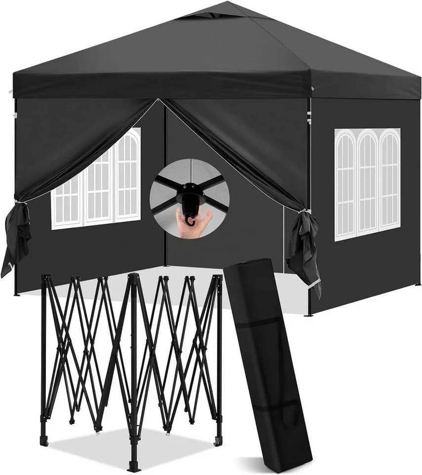 EUGAD Pavillon 3x3 m mit Seitenwänden höhenverstellbar UV-Schutz wasserfest - Bild 2
