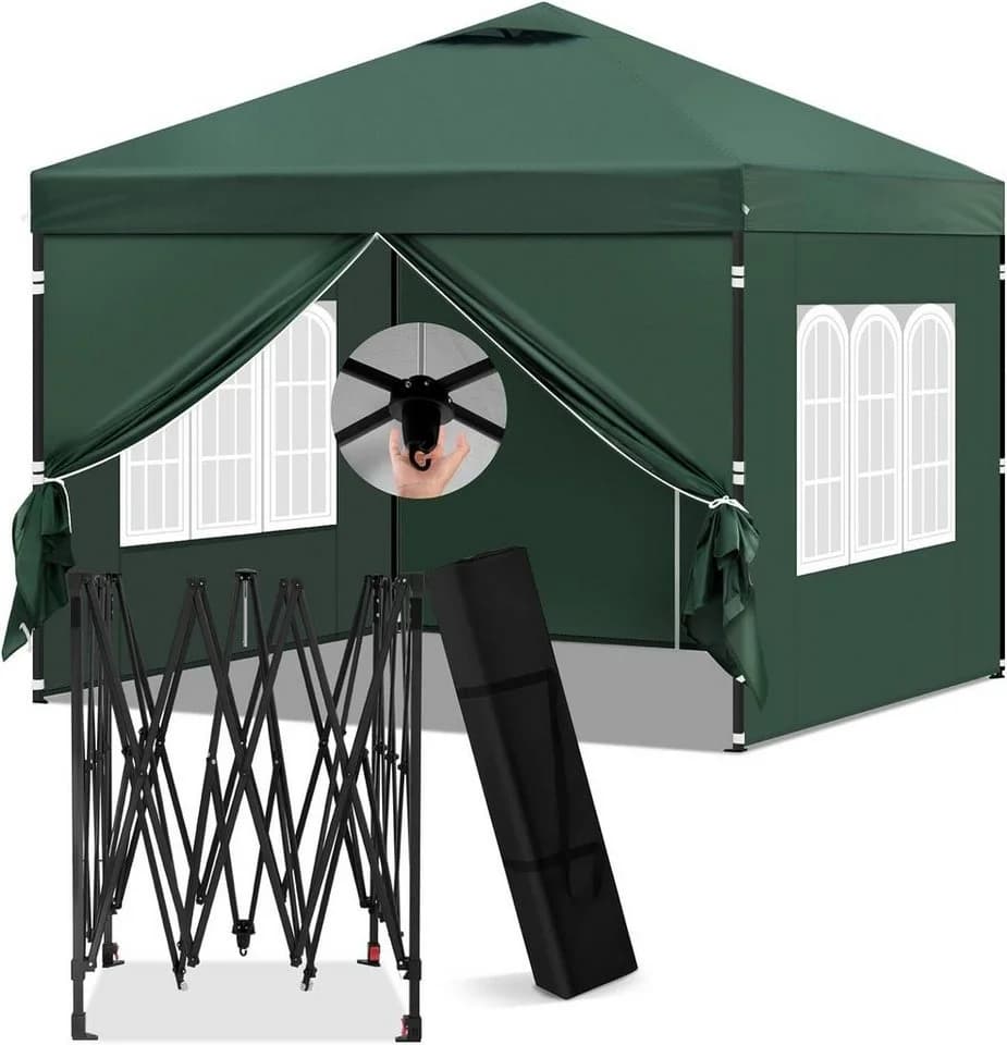 EUGAD Pavillon 3x3 m Grün mit Seitenwänden und UV-Schutz - Bild 2