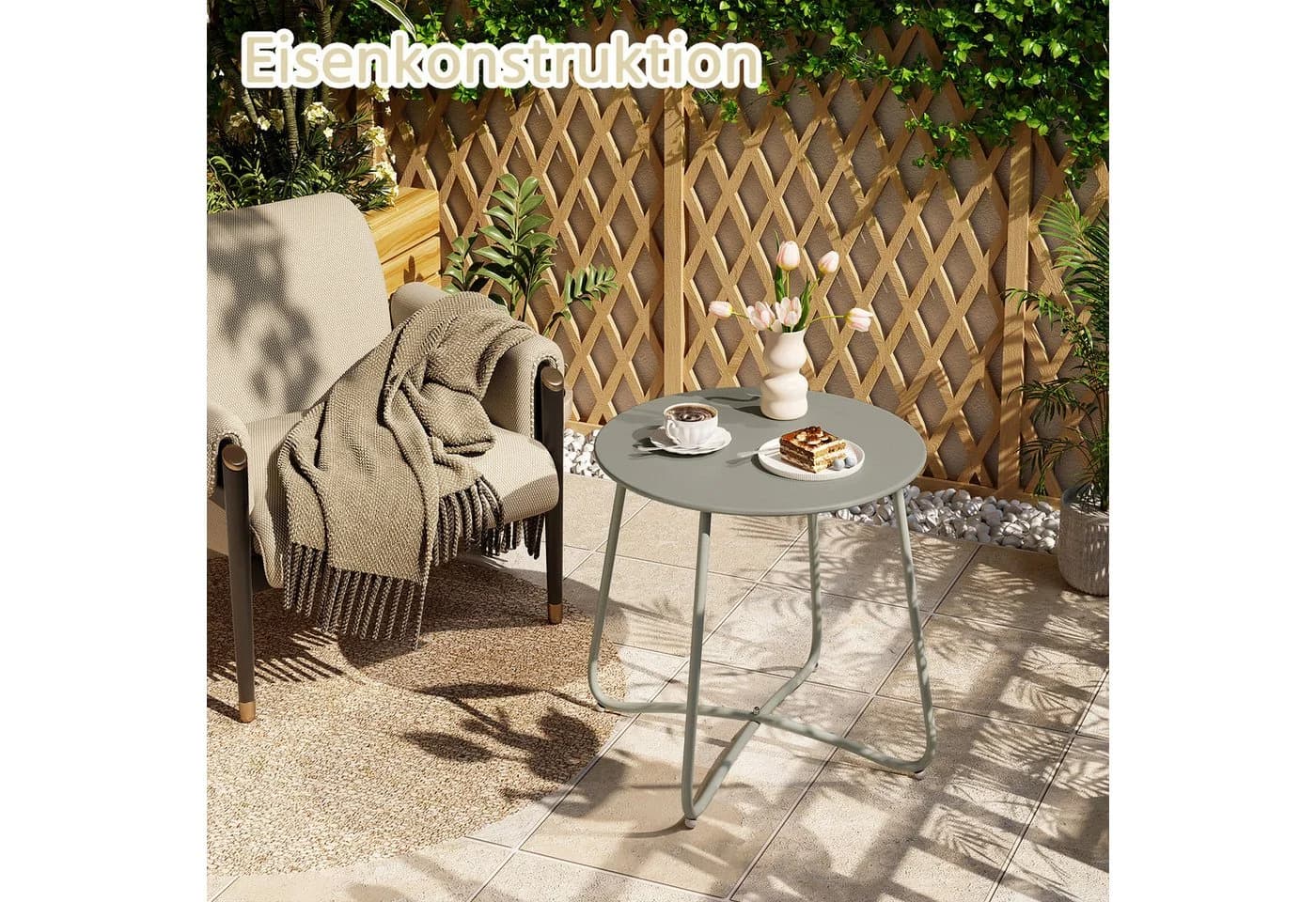 EUGAD Balkontisch rund Metall 45 cm - Bild 4