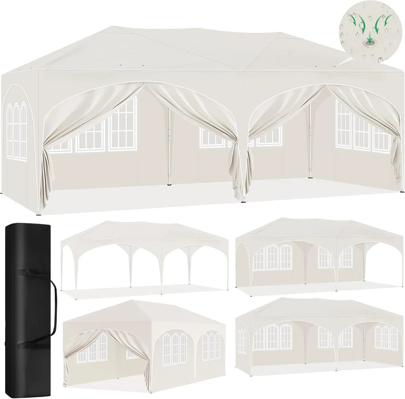 EUGAD Pavillon 3x6 m Pop-Up Faltpavillon mit 6 Seitenteilen für Camping Strand Garten - Bild 2