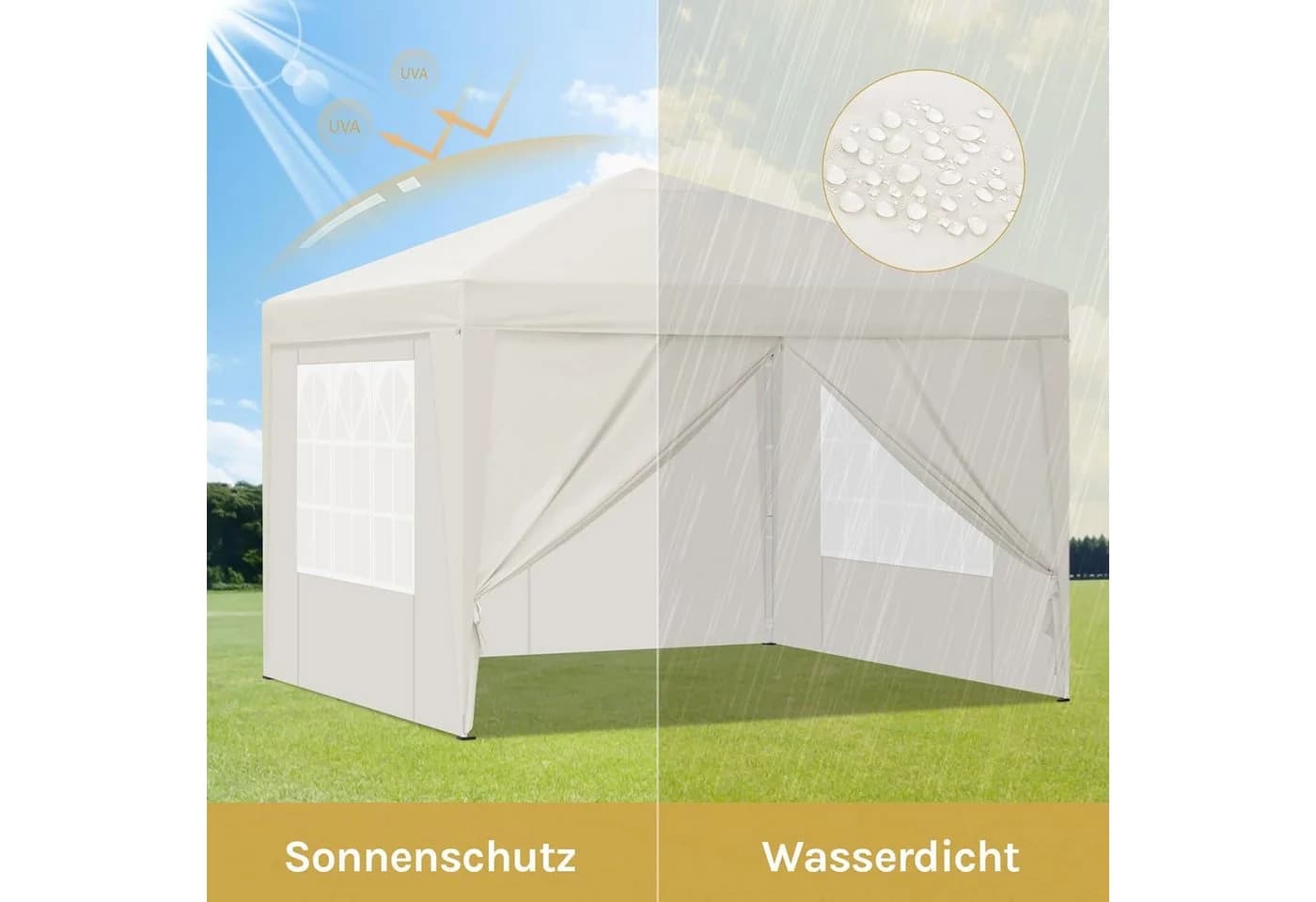 EUGAD Faltpavillon Wasserfest Winterfest mit Seitenwänden Fenstern Tasche