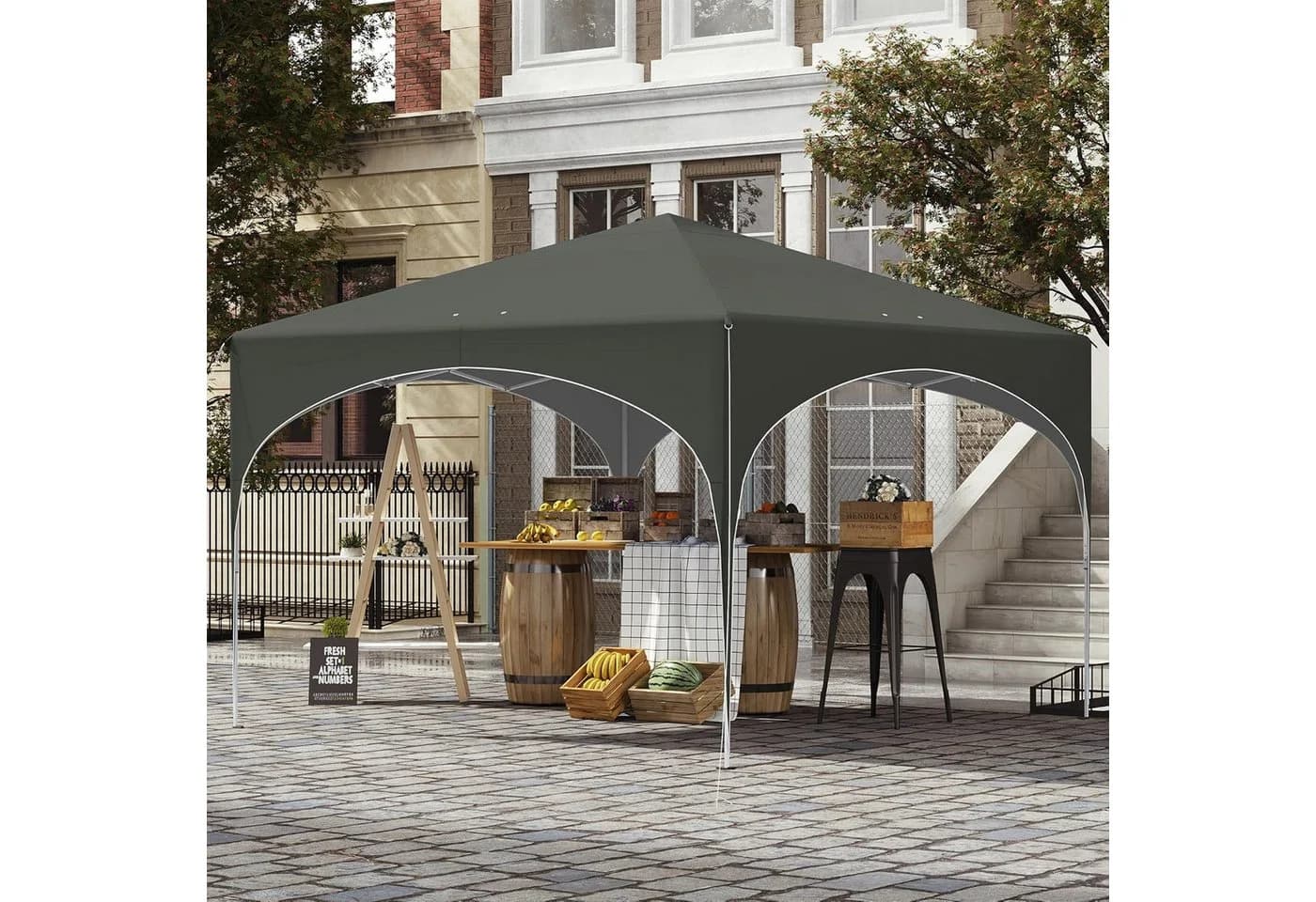 EUGAD Pop-Up Pavillon 3x3m Grau mit 4 Seitenwänden