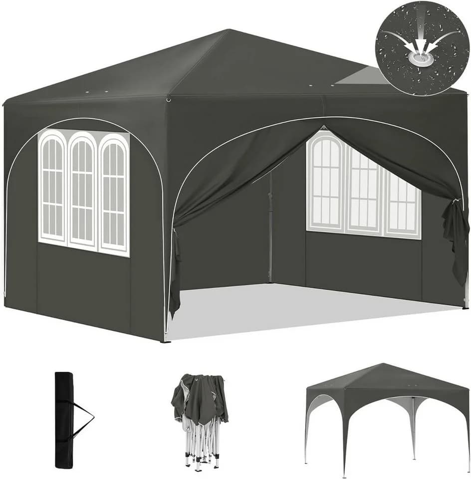 EUGAD Pop-Up Pavillon 3x3m Grau mit 4 Seitenwänden - Bild 2