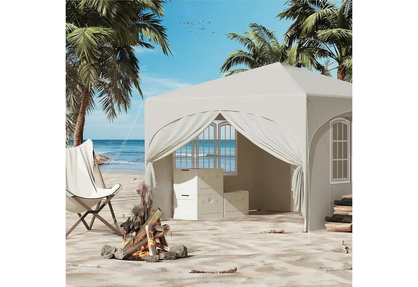 EUGAD Pavillon 3x3 m mit 4 Seitenwänden und Fenstern