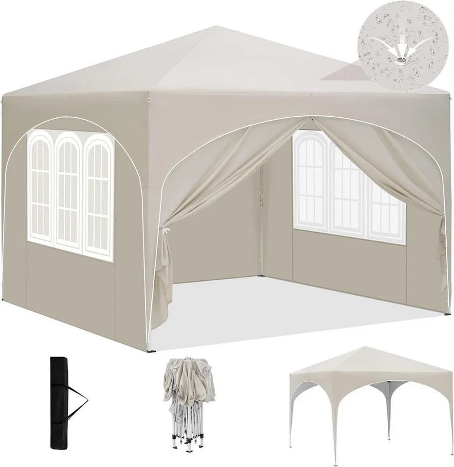 EUGAD Pavillon 3x3 m mit 4 Seitenwänden und Fenstern - Bild 2